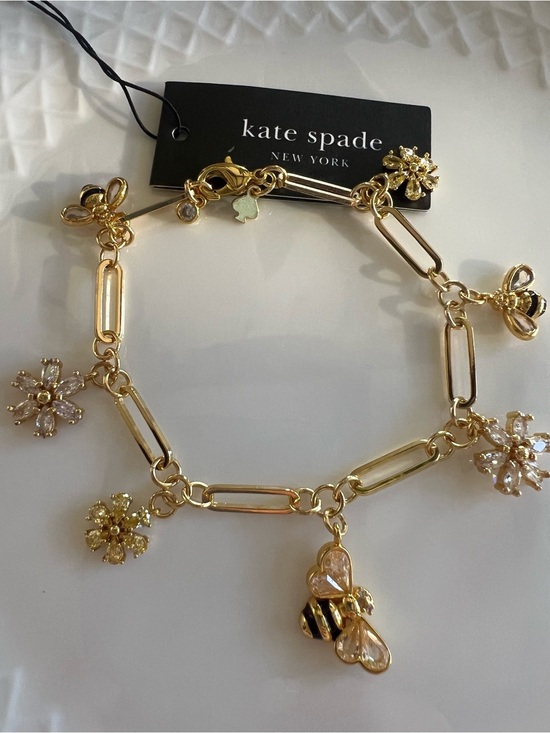 kate spade Jewelry - kate spade Gold Bee & Floral Charm Bracelet - Gold